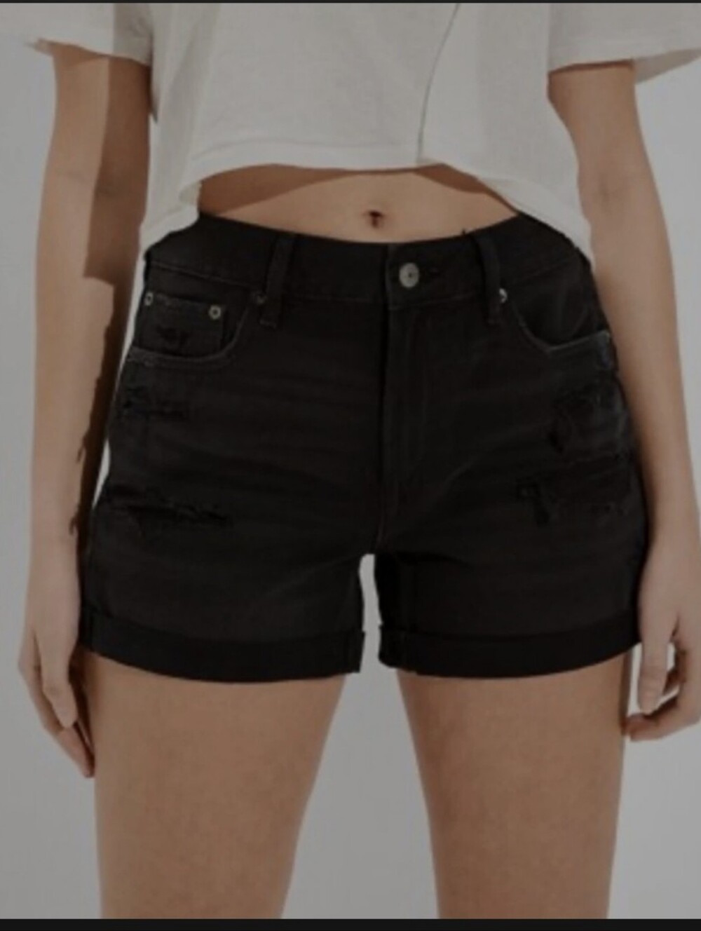 Black Kan Can Rolled-Hem Distressed Women's Shorts